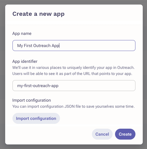 Create Outreach app