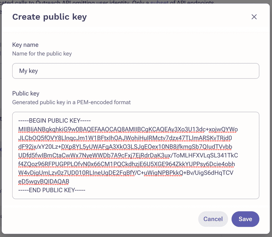 S2S API public key